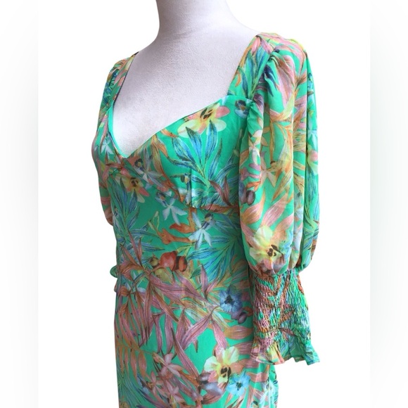 Luxxel Green Tropical Open Back Maxi Dress Women’s Size Large - Picture 6 of 8